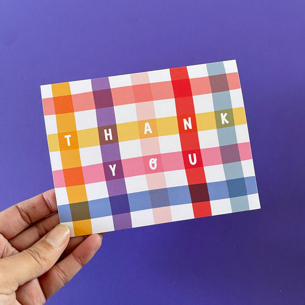 Gingham thank you card