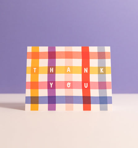 Gingham thank you card