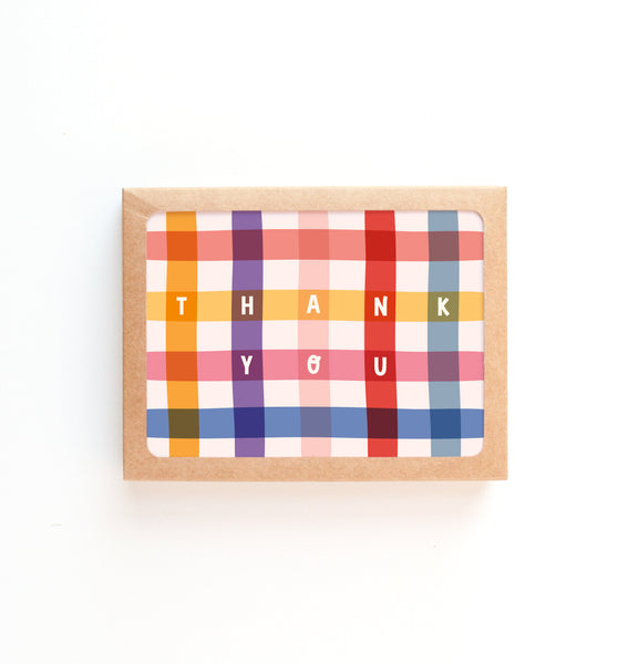 Gingham thank you card