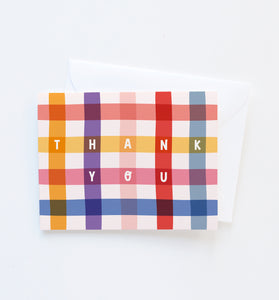 Gingham thank you card