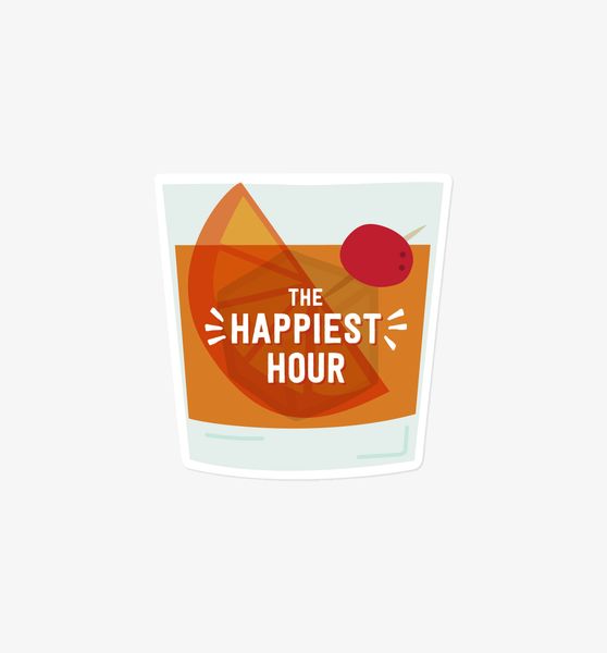 Happiest Hour old fashioned sticker