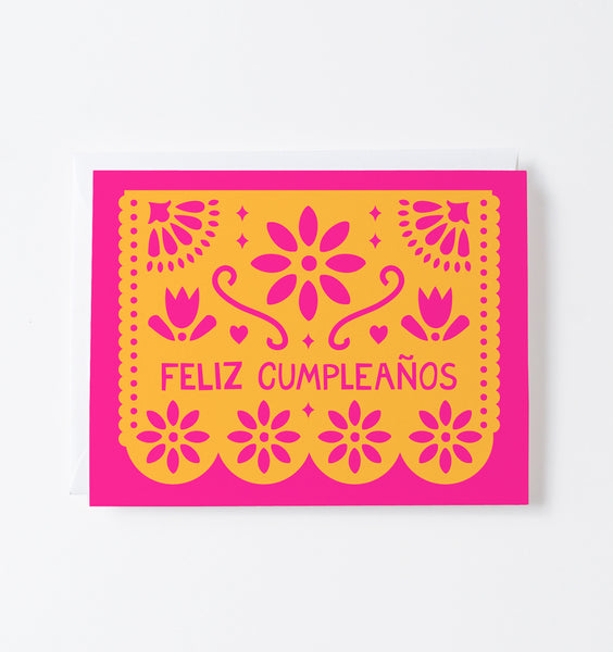 Papel Picado Cumpleaños Spanish birthday card