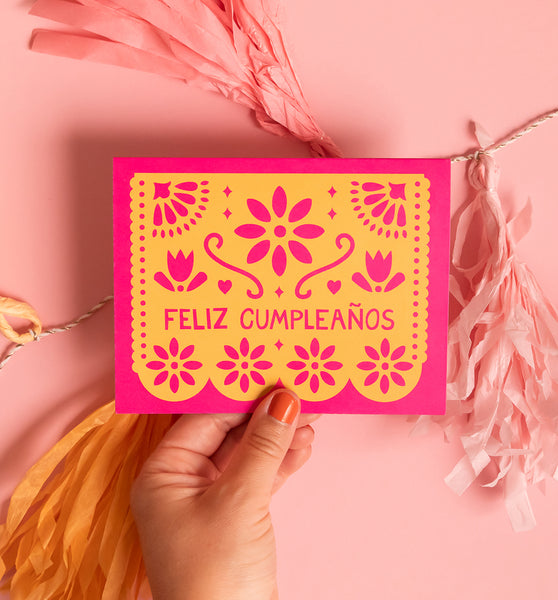 Papel Picado Cumpleaños Spanish birthday card