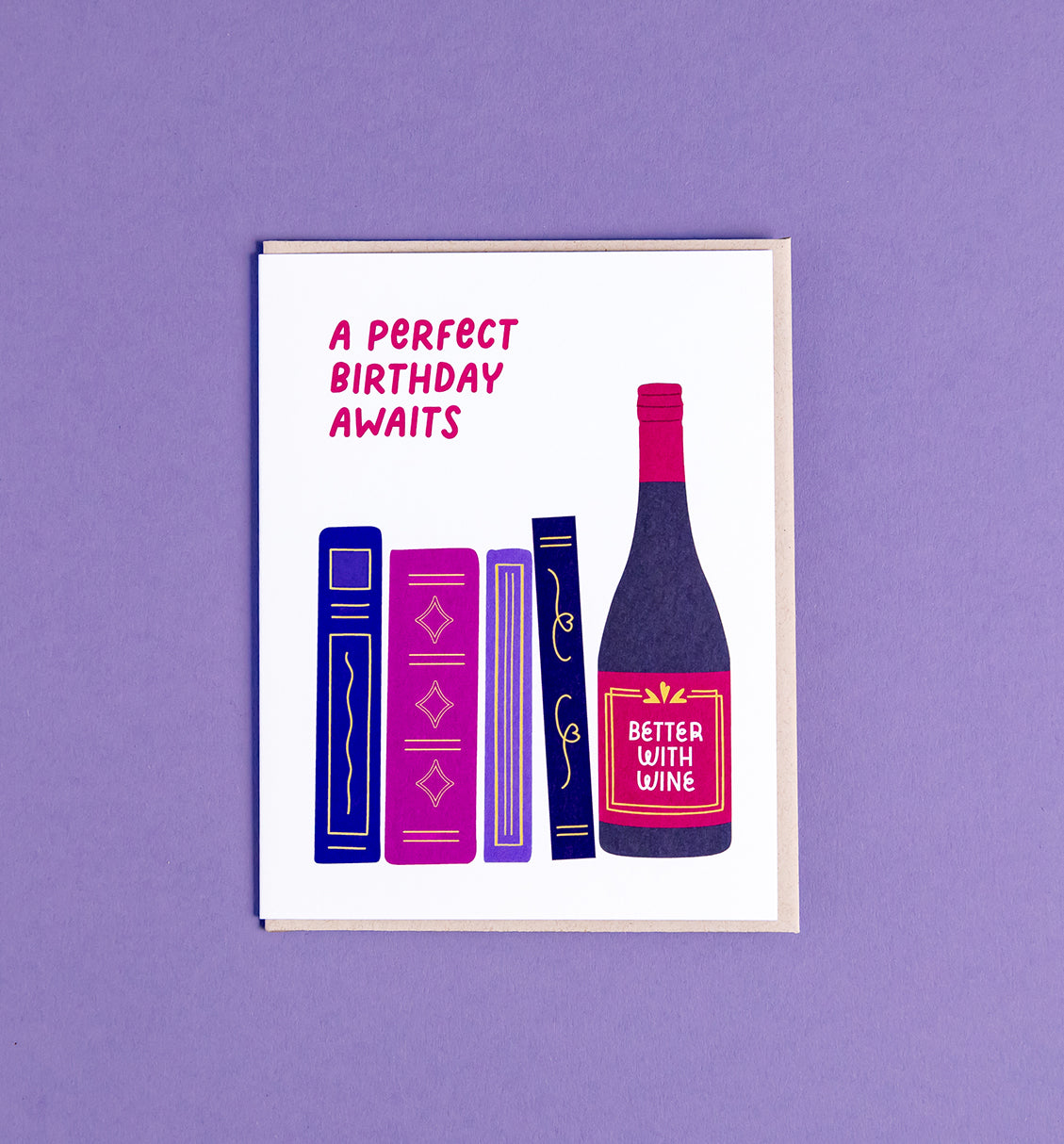 Perfect Birthday wine & books card