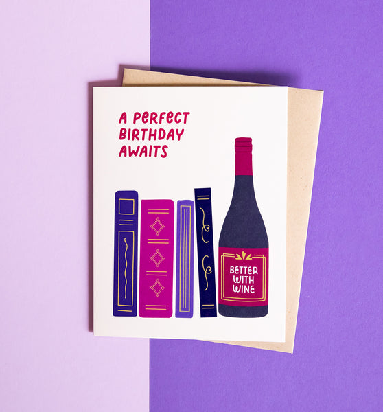 Perfect Birthday wine & books card