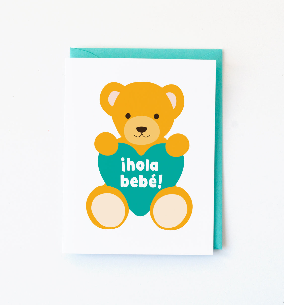 Hola Bebé Spanish teddy bear card