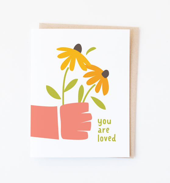 Handheld Flowers love & friendship card