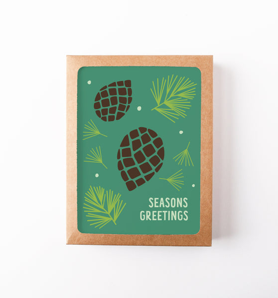 Pinecone Greetings holiday card